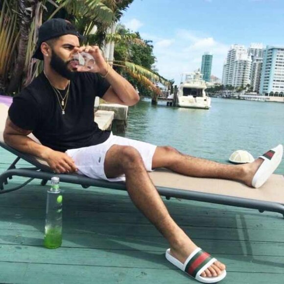 NEW GUCCI Men's WEB Pursuit Pool / Beach White Rubber Slides G 9 / US 9.5 - Picture 2 of 14